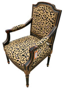 Neoclassic Style Arm Chair with Leopard Upholstery
