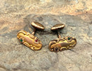 Antique 10kt Gold, Gold Plated Metal & Glass Cufflinks