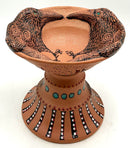 Terra Cotta Pedestal Bowl With Raven's Nest Motif