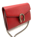 GUCCI Red Pebbled Leather Dionysus Chain Bag