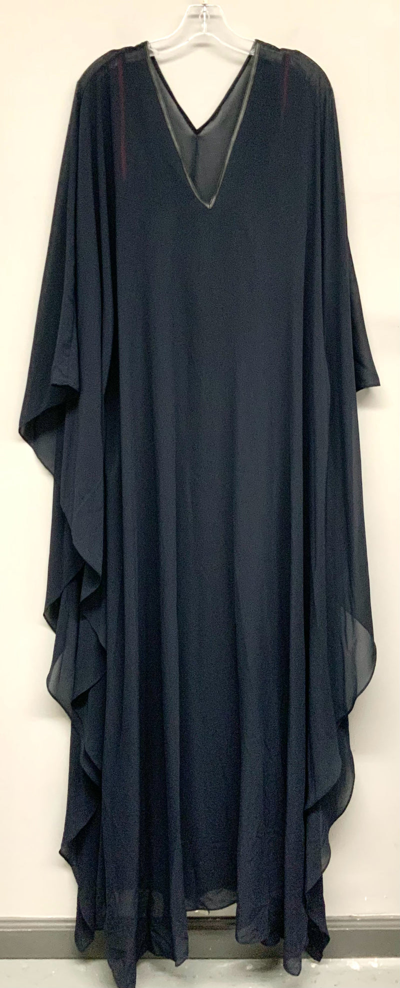 HALSTON Black Chiffon Absolute Dusk Caftan