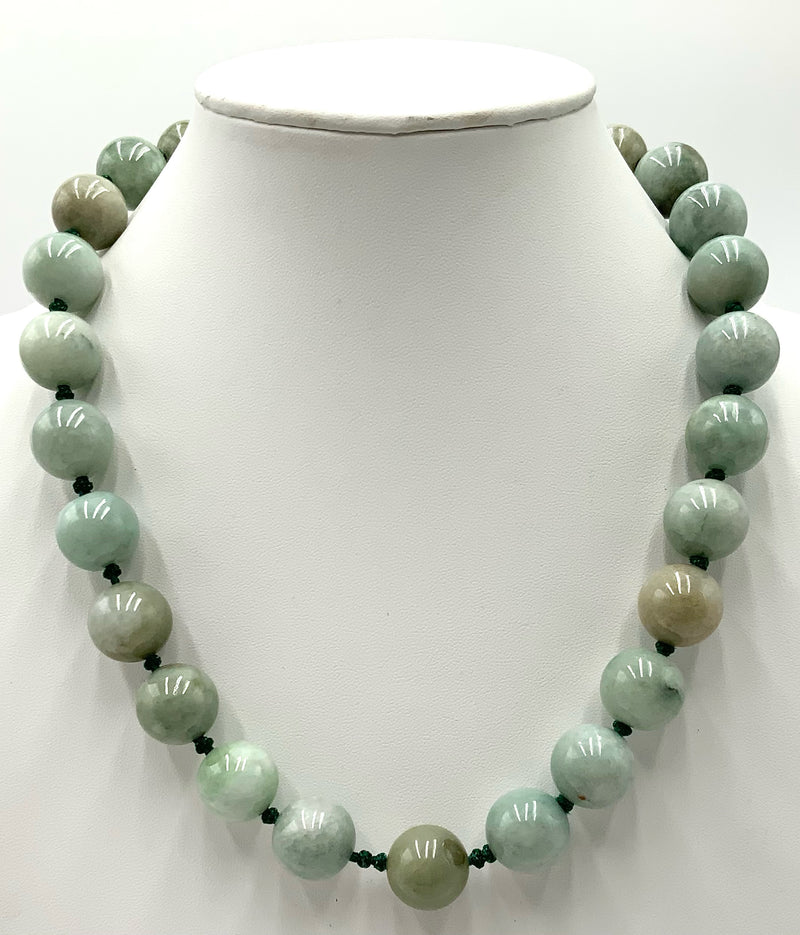 Sterling & Jade Beaded Necklace