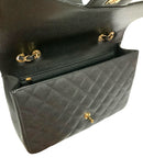 CHANEL Black Quilted Caviar Leather Classic CC Turnlock Flap Bag