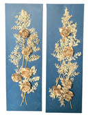 Pair of Handmade Wood Floral Panels
