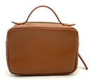 VERSACE Collection Saddle Tan Crossgrain Leather Top Handle Bag AS-IS