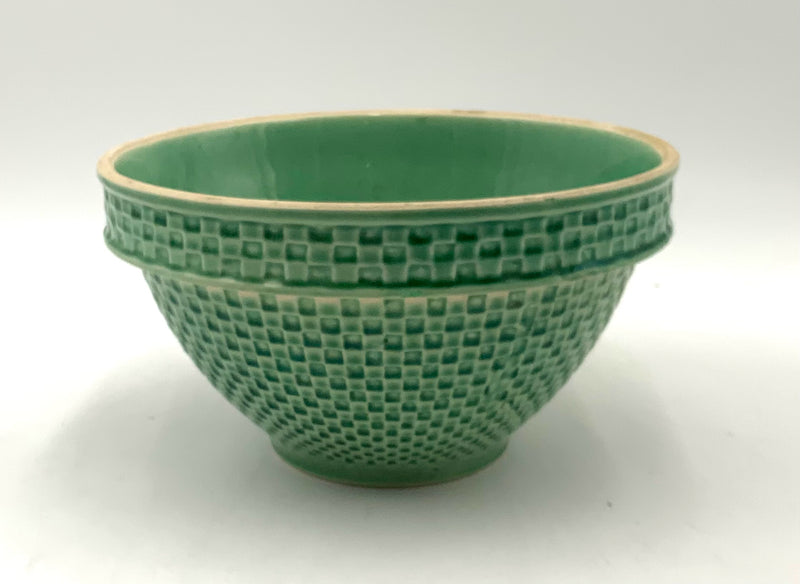 Vintage McCoy Green Basketweave Stoneware Bowl
