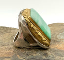 Sterling, Goldtone Metal & Jade Ring