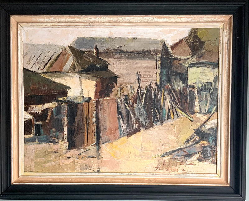 Signed Oil on Canvas of Abstract Village