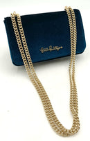 LILLY PULITZER Inky Navy Velvet Goldtone Chain Strap Flap Kat Crossbody Bag
