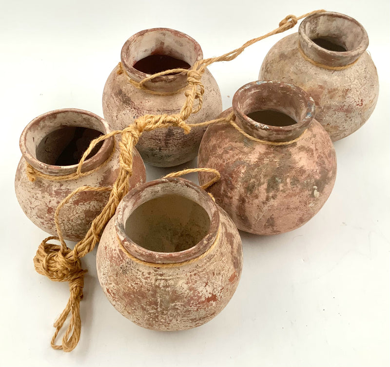 Hanging Terra Cotta Jars with Twine