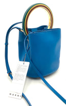 MARNI Blue Leather Acrylic Top Handle Pannier Bucket Bag
