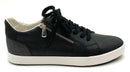 GEOX Black Leather Sparkle Zip Side Sneakers 10