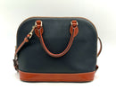 Dooney & Bourke Black Pebbled Leather w/Brown Trim Domed Satchel