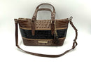 BRAHMIN Brown/Taupe Croc Emboss Leather "Asher" Satchel