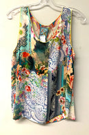 JOHNNY WAS Green/Blue/Pink/Multi Floral S/L Top