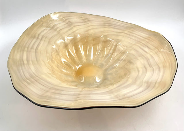 Art Glass Centerpiece Bowl with Ruffled Edge