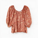 NATALIE MARTIN Orange/Yellow/White Floral Off-Shldr Silk Top