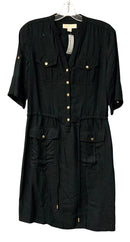 MICHAEL KORS Black Drawstring Snap Closure S/S Cargo Dress