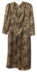 REBECCA TAYLOR Tan/Black Animal Print 3/4 Sleeve B/D Silk Dress