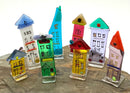 8pc Handmade Fused Glass Village