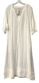 STARK White V-neck w/Eyelet 3/4 Sleeve Crinkle Cotton Dress