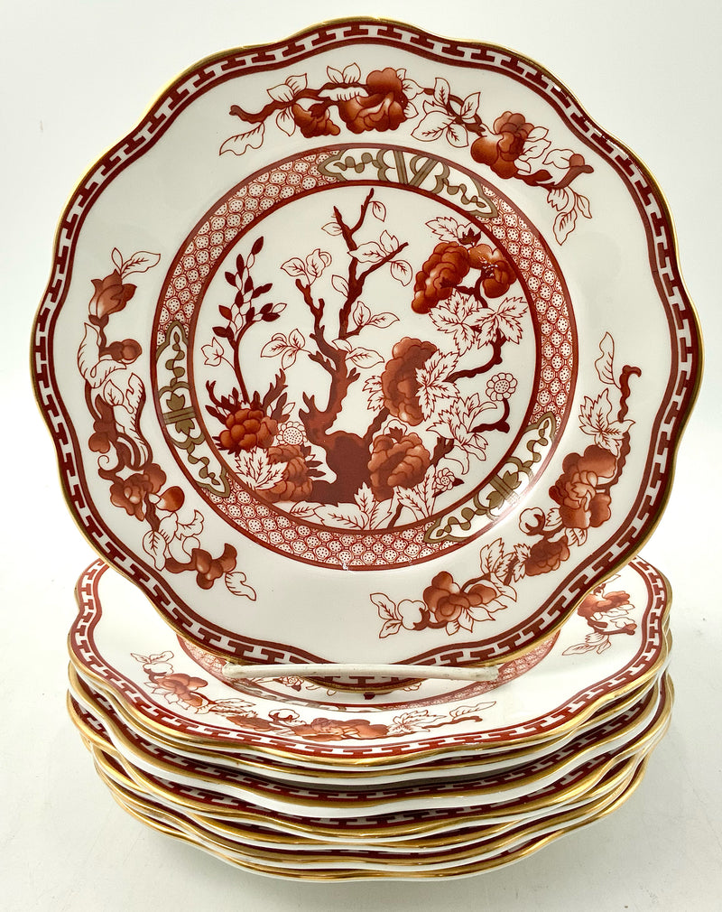 Set/7 Coalport Indian Tree Coral Scalloped Salad Plates