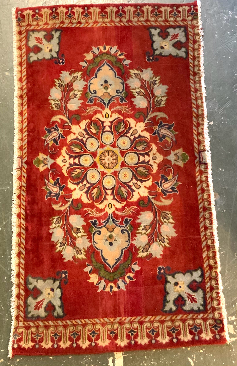Handmade Wool Rug with Floral Design