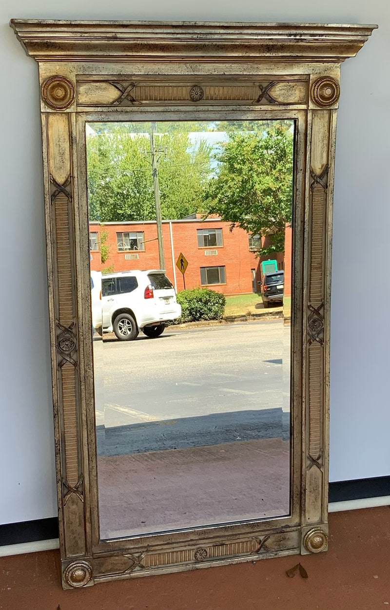 Vertical Gold Mirror with Architectural Pediment