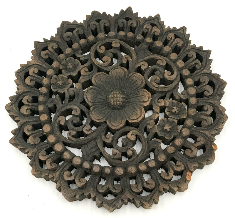 Asian Carved Wood Medallion
