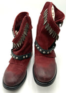 MIA SHERIDAN Bordeaux Leather Metal Accent Sedona Boots 37
