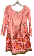 FLORA BEA Pink Green Multi Floral Trumpet Slv Dress