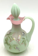 Fenton Green Burmese Art Glass Cruet