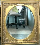 Garved Wood Gilt Mirror with Oval Glass
