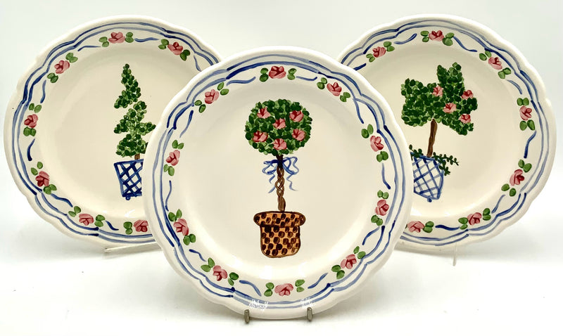 Set/3 Handpainted Topiary Plates