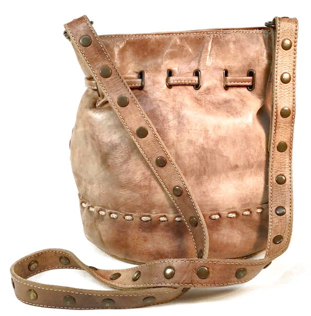 BEDSTU Brown Lea Drawstring "Malibu" Bucket Handbag