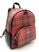 COACH Red Black Tartan Plaid Court Backpack