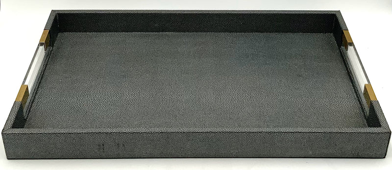Shagreen Tray With Acrylic Handles