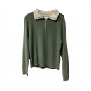DESIGN HISTORY Green/Grey 1/4 B/D LS Cashmere Sweater