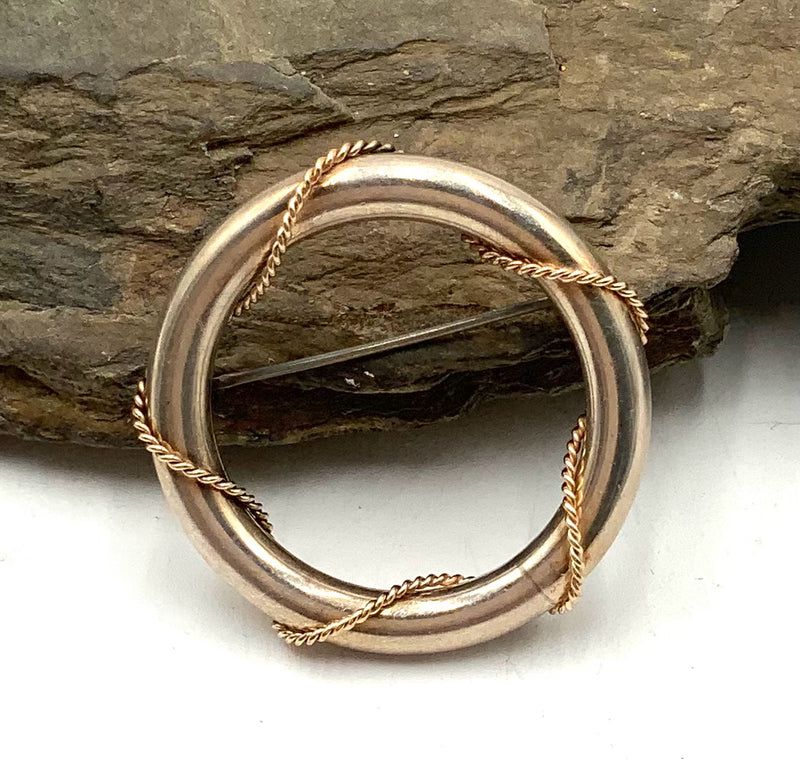 Sterling Brooch w/14kt Gold Accents