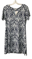 LA MER LUX Navy/White Print Split Neck S/S Dress