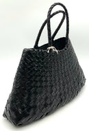 DRAGON DIFFUSION Black Woven Leather Top Handle Tote