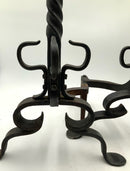 Pair of Antique Black Andirons with Port Warmers & Hooks