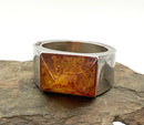 Sterling & Amber Hinged Cuff Bracelet
