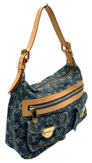 LOUIS VUITTON Denim Monogram Tan Leather Baggy PM Hobo