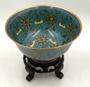 Large Turquoise Cloisonne Bowl on Stand