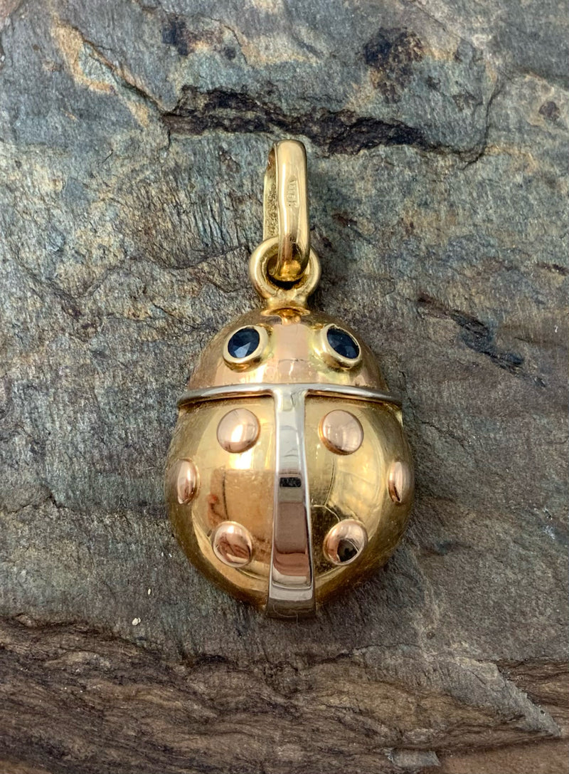 18kt Gold & Sapphire Ladybug Pendant