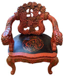 Chinese Carved Hardwood Armchair With Grape Motif