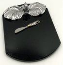 Arthur Court Black Granite Elephant Cheese Board with Knife-NEW