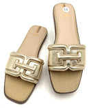 SAM EDELMAN Gold Lea Double E "Irina Slide Sandals 8.5