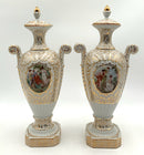 Pair of French Style Porcelain Lidded Urns